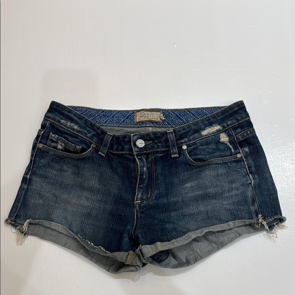 PAIGE Robertosn Denim cutoff distressed dark wash jean denim Shorts 29